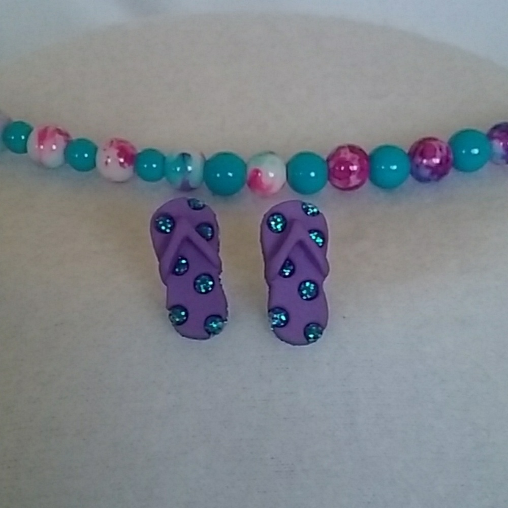 Purple & blue flip flop post earrings